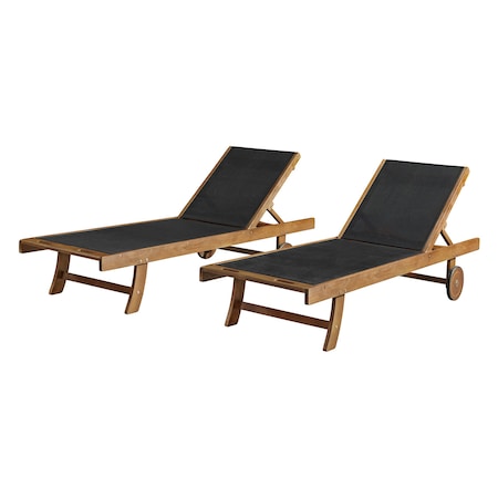 Alaterre Furniture Caspian Eucalyptus Wood Outdoor Lounge Chair with Mesh Seating, Set of 2 ANCP011EBO